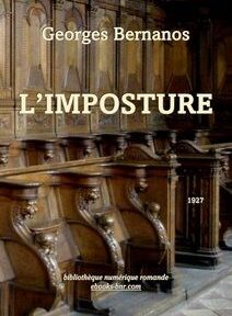 La couverture du livre « L’Imposture » de Georges Bernanos montre des bancs d’église en bois finement sculptés et le texte du titre en blanc. Publié en 1927, le livre est disponible à la bibliothèque numérique romande. La couverture du livre « L’Imposture » de Georges Bernanos montre des bancs d’église en bois finement sculptés et le texte du titre en blanc. Publié en 1927, le livre est disponible à la bibliothèque numérique romande.