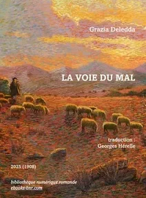 DDétail de Gregge di pecore con pastore (1904) d'Antonio Ballero Détail de Gregge di pecore con pastore (1904) d'Antonio Ballero Dans un paysage dominé par les rouges des brebis paissent devant un arrière fond de montagnes violettes et un ciel nuageux aux dominantes rouges, ors et violettes.