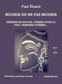 Couverture du livre « Mourir de ne pas mourir » de Paul Éluard, avec illustration d'un profil antique stylisé. Le texte comprend le titre du livre, le nom de l'auteur et les détails de la collection.