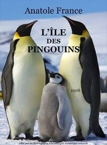 Couverture de livre représentant deux pingouins adultes et un poussin sur la neige, avec le titre 