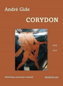 Couverture du livre intitulé « Corydon » d'André Gide, comportant une illustration d'un personnage classique portant une charge sur le dos et un texte indiquant « 1910, 1924 » ainsi qu'un lien vers un site Web. Couverture du livre intitulé « Corydon » d'André Gide, comportant une illustration d'un personnage classique portant une charge sur le dos et un texte indiquant « 1910, 1924 » ainsi qu'un lien vers un site Web.