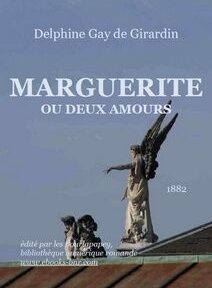 Couverture du livre « Marguerite ou Deux Amours » de Delphine Gay de Girardin, publié en 1882. Comporte une statue d'un ange sur un toit. Couverture du livre « Marguerite ou Deux Amours » de Delphine Gay de Girardin, publié en 1882. Comporte une statue d'un ange sur un toit.