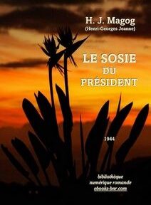Couverture du livre « Le Sosie du Président » de H.J. Magog. Comprend une silhouette de plante sur fond de coucher de soleil orange. Publié en 1944.